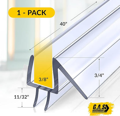 3/8" (10mm) Frameless Glass Shower Door Bottom Sweep – 40" Ultra-Clear Drip Rail Seal Strip for Water Control