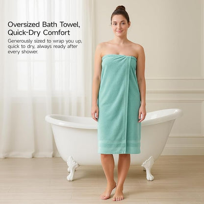 REDKISS 100% Cotton Bath Towels Set of 2, Extra Large Bath Sheets 35 X 70 Inches, 800 GSM, Quick Dry, Ultra Soft & Super Absorbent Bathroom Towel Sets for Bathroom, Gym, Spa, Pool & Hotel, Blue
