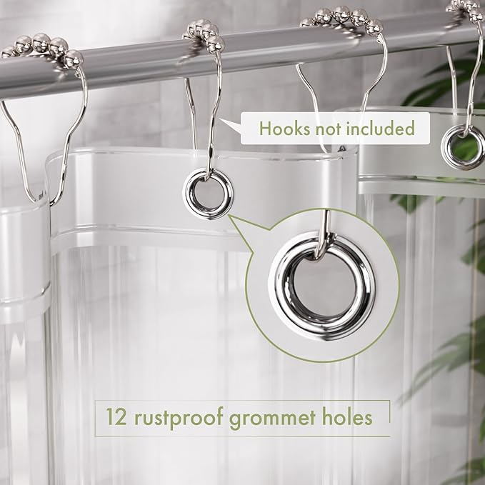 AmazerBath Extra Long Shower Curtain Liner, Clear Shower Curtain Liners 96 Length, 72x96 Inches Plastic Shower Curtain Liner, Cute PEVA Tall Shower Liner, Bathroom Shower Curtain Liners with 3 Magnets