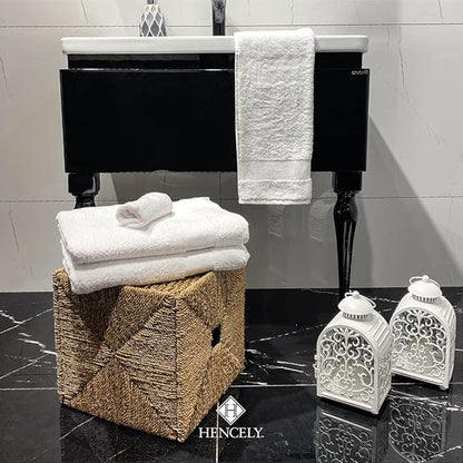 Hencely 6-Piece Bath Towel Set - High Absorbency, Quick Drying - 100% Soft Turkish Cotton - 2 Bath Towels, 2 Hand Towels, 2 Washcloths - for Bathroom, Home, Hotel, Spa, and Gym - 6-Pack White