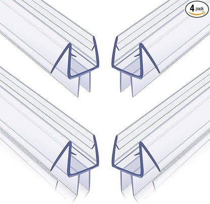 4-Pack Frameless Shower Door Bottom Seal for 1/4 Inch Thick Glass Doors – Stop Shower Leaks and Create a Water Barrier (1/4” x 39”)