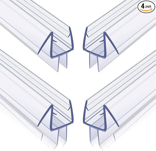 4-Pack Frameless Shower Door Bottom Seal for 1/4 Inch Thick Glass Doors – Stop Shower Leaks and Create a Water Barrier (1/4” x 39”)