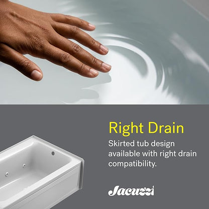 Jacuzzi SIGNATURE Acrylic Drop-In Bathtub, Jet Massage Tub, Slip Resistant, Right Drain Placement, 72" (L) x 36" (W), Rectangle, Oyster