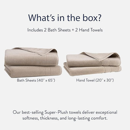 Brooklinen Super-Plush Bath Sheet and Hand Towel Set - 2 Bath Sheets 2 Hand Towels - Cotton, Highly Absorbent (Driftwood)