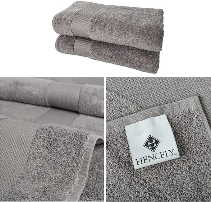 Hencely Bath Sheet Set of 2 - (35x64 Inches) - Luxury Extra Large Oversized Towels, 100% Cotton - Quick Dry, Highly Absorbent, Super Soft - Ideal for Spa, Hotel, Bathroom - (Bath Sheets 2 Pack, Gray)