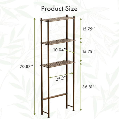 AmazerBath Bamboo Over The Toilet Storage Shelf, Over Toilet Bathroom Organizer Rack, 3-Tier Bathroom Shelves Over Toilet, Space Saver, Walnut Brown