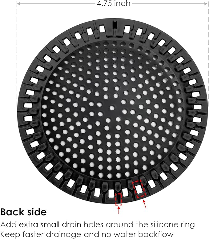 Hair Catcher Shower & Tub Drain Protector, Bathtub & Sink Drain Strainer, Flat & Round, Black