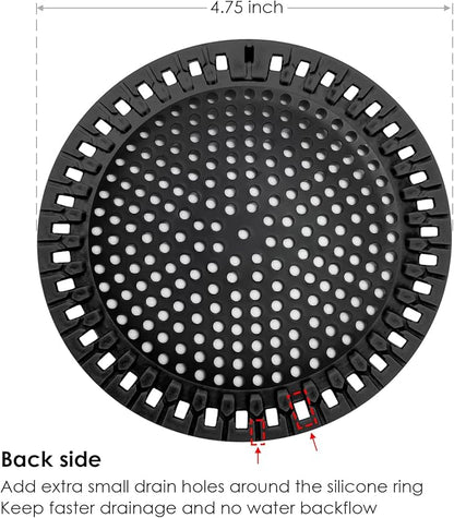 Hair Catcher Shower & Tub Drain Protector, Bathtub & Sink Drain Strainer, Flat & Round, Black