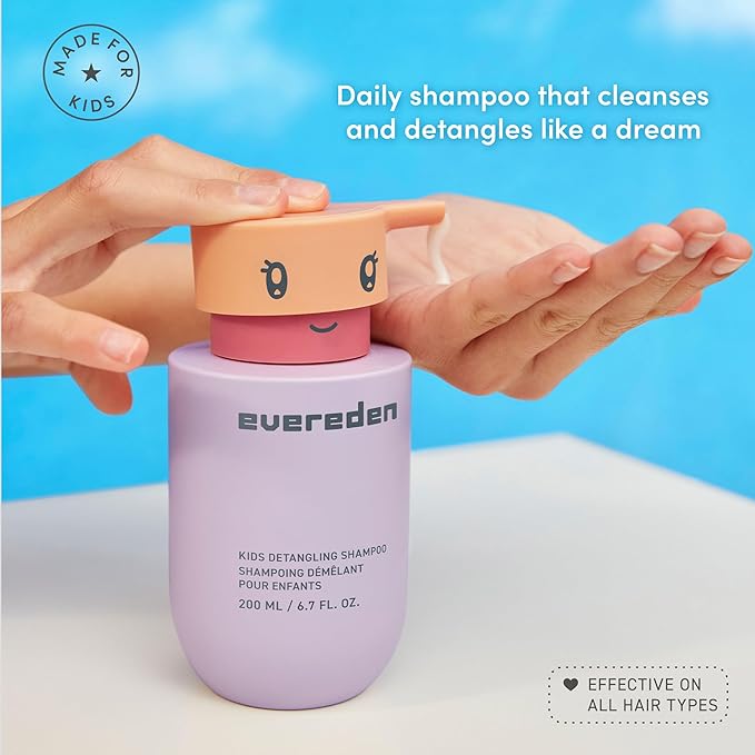Evereden Kids Shampoo | Detangling Shampoo for Girls with Curly or Straight Hair | Clean, Non-Toxic, and Gentle Haircare | Sulfate-Free, Hypoallergenic, Safe for Daily Use | 6.7 fl oz