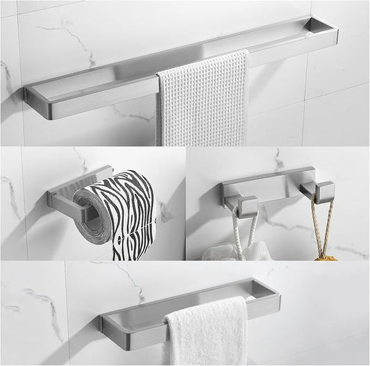 YACVCL 4-Piece Bathroom Hardware Set Brushed Nickel Towel Bar Set Premium Stainless Steel Bath Towel Holder Sets Towel Racks Wall Mounted