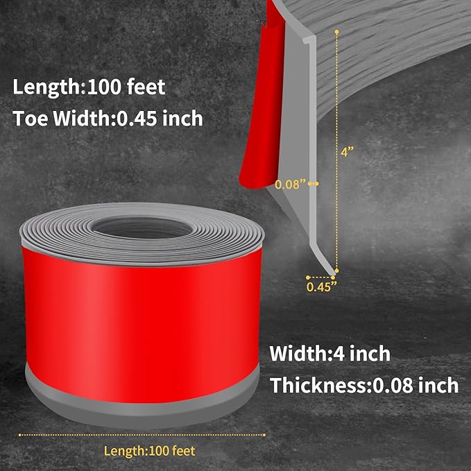 Flexible Baseboard Molding Trim 4 Inch Self-Adhesive Vinyl Wall Base Peel and Stick Cove Base Rubber Wall Baseboard Moulding Trim (100Ft, Light Gray Wood Grain)