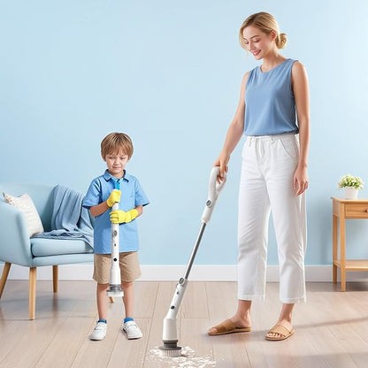 Electric Spin Scrubber, 2025 New Cordless Cleaning Brush, Shower Cleaning Brush with 7 Replaceable Brush Heads, Power Scrubber 3 Adjustable Speeds, Detachable Long Handle & IPX7 Waterproof