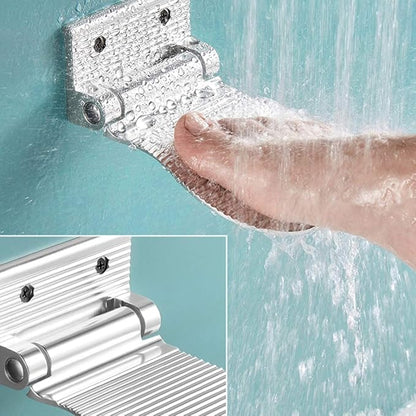 Shower Foot Rest, Modern Folding Foot Rest for Shower, Wall Mounted Metal Shower Foot Rest for Shaving Legs Aid Shower Step for Home Hotel Bathroom Use - YL00029 (Silver)