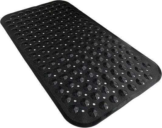 Anti-Slip Bathtub Shower mat, 27.5×14.5（Approximately 70×37cm） inch Soft Oversized Machine Washable Non-Slip Bathtub mat with Drainage Holes, Bathroom Floor Suction Cup.（1-Opaque Black）