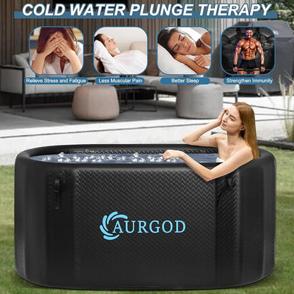 238Gallon Inflatable Cold Plunge Tub for Recover, Upgraded Thickened 2 Person Ice Bath Tub, Bathtub Adult, Insulated Lid, Pump, Strong Handbag