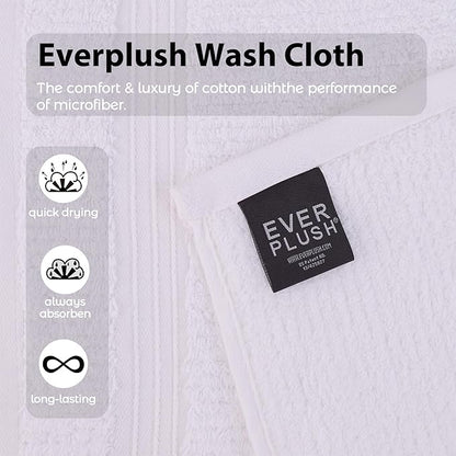 Everplush Youth Style Wash Cloth 6-Piece Combo - Cotton Combined with Microfiber, Strong Absorption, Soft, Fluffy, Skin-Close Cotton, Durable, Multi-Purpose