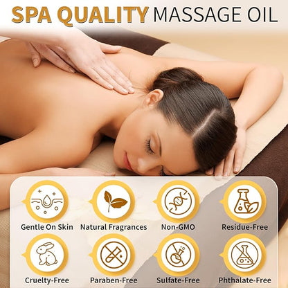 Aromatherapy Lavender Massage Oil for Calming, Soothing & Relaxing, Natural Body Massage Oil for Massage Therapy with Jojoba & Sweet Almond, No Stain & Non-Sticky, Spa Gift for Her Him
