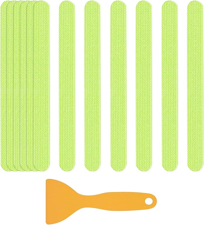 Bathtub Non Slip Stickers Luminous Shower Mats for Showers Anti Slip Bath Tub Stickers with Scraper,Adhesive Showers Treads Slip Strip for Bath,Boats,Stairs,Swimming Pools,Health Clubs-24 Pcs