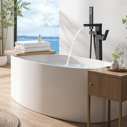 Freestanding Tub Faucet Matte Black: ALEASHA High Flow Max 6.74 GPM Free Standing Tub Filler - Brass Modern Floor Mount Bathtub Faucet with Handheld Shower, for the Ultimate Elegant SPA Experience