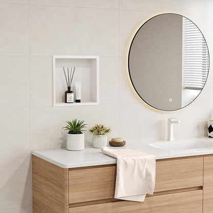 Neodrain White Shower Niche, Insert Storage Shower Shelf (Outside Size 13.1”X13.1“)(Inner Size 12" X 12"), Stainless Steel Wall Shelf No Tiled Recessed Niche Shower for Storage