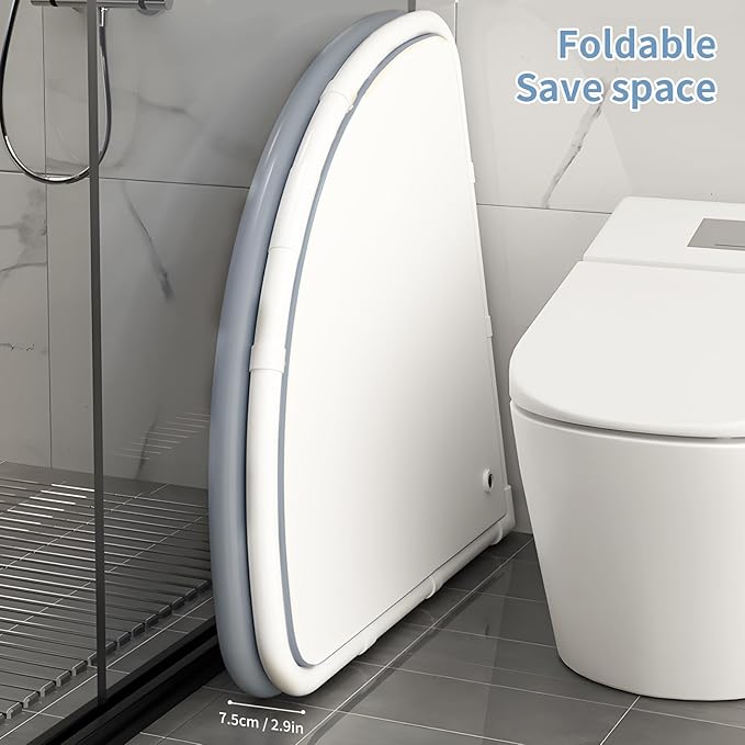Foldable Bathtub for Adults, Portable Large PVC Collapsible Soaking Tub with Insulated Design, 29 Inch Fan-Shaped Shower Tub for Hot Baths and Cold Dips Recovery Therapy (Grey)