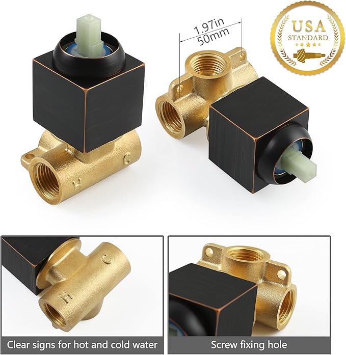SKOWLL Single Function Shower Handle Valve Trim Kit, Wall Mount Tub Control Valves, Rough-In Single Handle Oil Rubbed Bronze Shower Valve