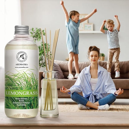 Lemongrass Diffuser Refill 34 Fl Oz (2x17 Fl Oz) - Fresh & Long Lasting Fragrance - Refill with Natural Essential Lemongrass Oil - for Aromatherapy - Spa - Home