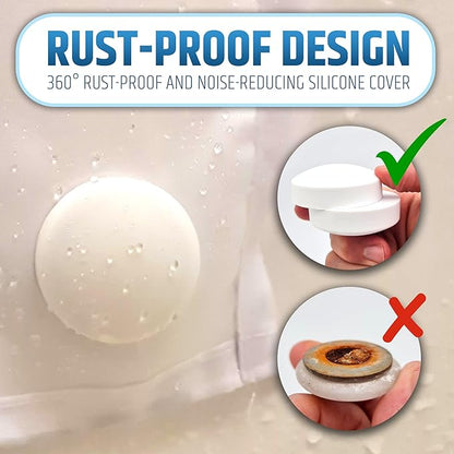 XL & Extra Heavy Powerful Anti-Billowing Magnetic Shower Curtain Weights for Splash-Free Bath Experience - 360° Silicone Wrapped - Will Never Rust - Prevent Curtain from Blowing | 4 XL Pairs | White