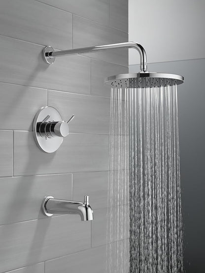 Delta Modern 14 Series Round Rain Bathtub and Shower Faucet Set, Rainfall Chrome Shower Head and Handle Set, Valve Trim Kit, 10 Inch, Chrome T14469-PP (Valve Not Included)