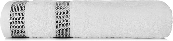 CASA COPENHAGEN Solitaire Mix 6 Pieces Towel Set- Navy + White, 600 GSM 2Bath Towel 2Hand Towel 2Washcloth, Designed in Denmark Made of Soft Egyptian Cotton for Bathroom, Kitchen & Shower