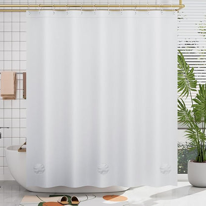 AmazerBath White Shower Curtain Liner, 70 x 72 Inches EVA 8G Heavy Duty Plastic Shower Curtain Liner, Waterproof Weighted Thick Bathroom Curtain with 3 Clear Weights and 12 Rustproof Grommet Holes