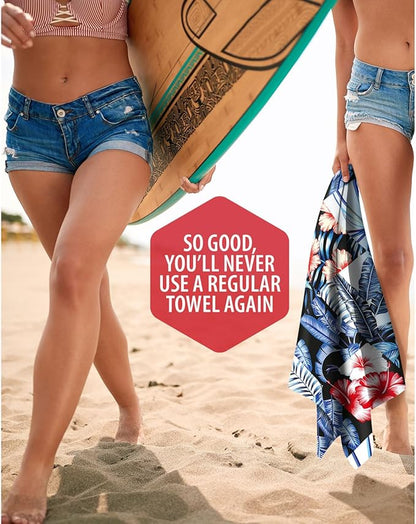 VENTURE 4TH Microfiber Beach Towel: Quick-Dry, Compact, Sand-Free, Absorbent, Sandproof and Lightweight - Perfect for Camping, Beach, and Roadtrips (Midnight Bloom Design | 35x78 inches)