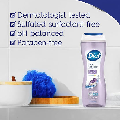 Dial Body Wash, Calm & Soothe Lavender & Jasmine Scent, 16 fl oz (Pack of 4)
