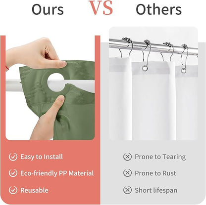 Hookless Shower Curtain with Snap in Liner 71" x 74" Double-Layer Waterproof Polyester Shower Curtain for Bathroom or Hotel Use,Removable Liner,Magnetic Hem,Large Rings,Machine Washable,Sage Green