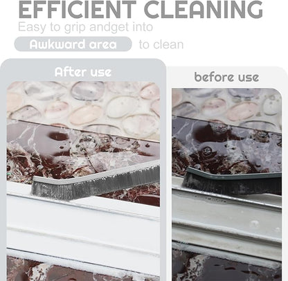 Crevice Cleaning Brush Bathroom Tile Groove Gap Cleaning Brush Premium Crevice Cleaning Tool Aluminum Support with 15° Angled Head-Grout Thin Brush,Kitchen & Bathroom Tool (3PCS)