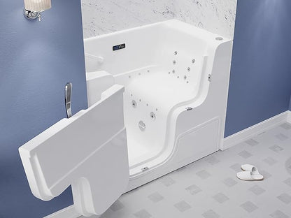 ANZZI Walk In Tub for Seniors 29"x53" Left Drain ADA Wheelchair Accessible - 30 Therapeutic Jets, Quick Fill Faucet, Aromatherapy, Chromatherapy - Compact Design | 2953WCLWD