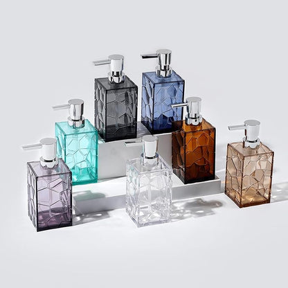Hand Soap Dispenser, Clear Acrylic Plastic Liquid Pump Bottles Refillable Lotion Dispenser for Bathroom Decor Kitchen College Dorm, 2 Pack