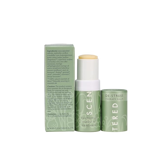 Scentered Aromatherapy Stress Relief Balm Stick - De Stress Essential Oil Roll On Calm Carry for Relaxation - Natural Stress Reliever - Chamomile, Rosemary - Self-Care Stocking Stuffers for Women