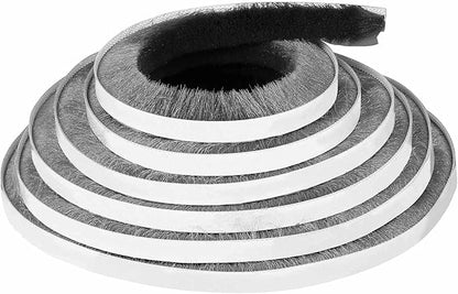 Door Brush Seal, 33Feet, Felt Pile Weather Stripping for Doors, Weather Strip for Windows Cabinet, Self Adhesive Draft Blocker, Dust Stopper Sliding Door Seal Winter, Grey 10m