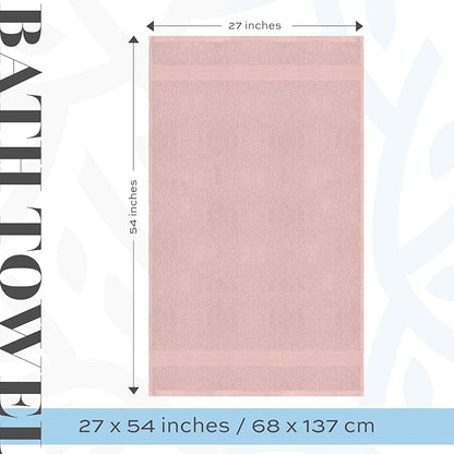 White Classic Luxury Bath Towels Set of 4 Large - 700 GSM Cotton Ultra Soft Bath Towels 27x54 | Highly Absorbent and Quick Dry | Hotel Towels for Bathroom Luxury, Plush Shower Towels, Pink
