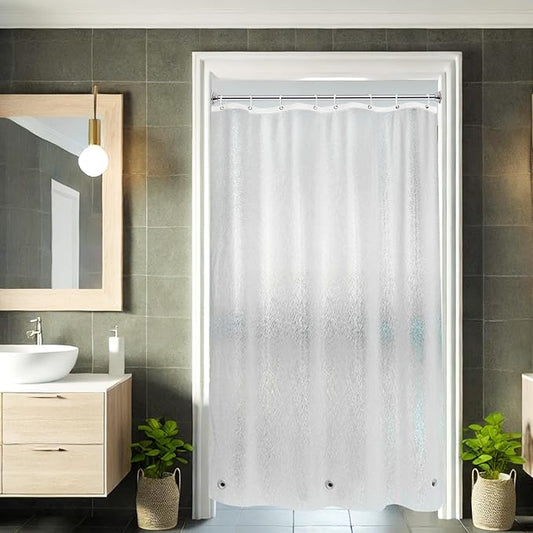 AooHome Shower Stall Curtain Liner for Small Size 48x72 Inch, 8G Eva RV Shower Curtain Frosted Pattern, Narrow Standing Single Water Repellent Shower Liner, Semi Transparent