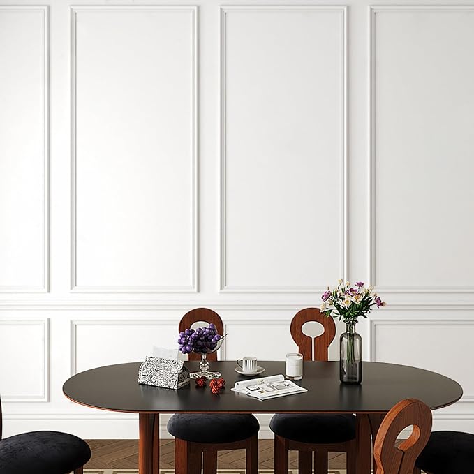 Peel and Stick Chair Rail Panel Molding, 240''L x 0.9''W Strong Self Adhesive TPE Wall Moulding Trim for Home DIY Decoration (Paintable White)