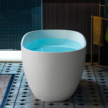 WOODBRIDGE 63" L x 28.35" W Stone Resin Luxury Contemporary Solid Surface Freestanding Soaking Tub in Matte White