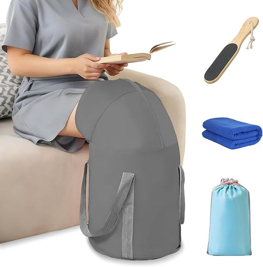 Collapsible Foot Soaking Tub, 2026 Upgraded 5-Layer Insulated Portable Foot Bath Basin, Heat-Resistant Foldable Foot Spa Bucket with Storage Bag for Home, Travel, Camping, Outdoor Use (Gray)
