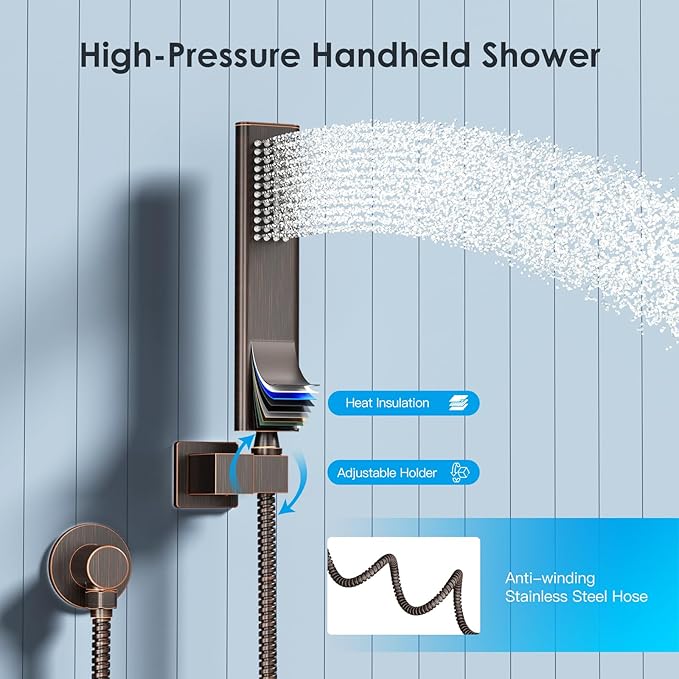 Shower System Shower Faucet Set with Push-Button Diverter and Wall Supply Elbow 10 Inch Shower Head ORB