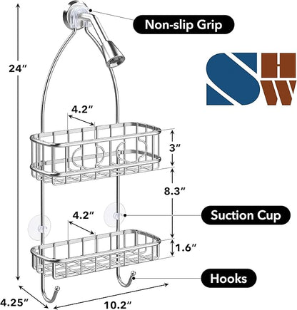 Simple Houseware Stainless Steel Bathroom Hanging Shower Head Caddy Organizer (24 x 10.2 x 4.2 inches)