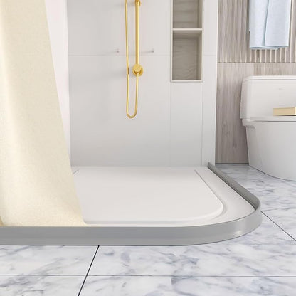 Raycity 3" High Shower Threshold Water Dam 67 IN Collapsible Shower Water Splash Guard for Curbless Shower Threshold Barrier Water Stopper for Wet and Dry Separation Bathroom and Kitchen (Grey)