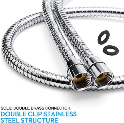 Shower Hose, 69 Inches Extra Long Stainless Steel Handheld Shower Head Hose with Brass Insert and Nut - Durable and Flexible(Chrome)