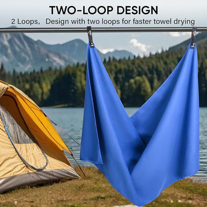 APEXUP Microfiber Travel Towel, Ultra Absorbent Quick Dry Towels, Lightweight Gym Sports Camping Towel for Workout, Yoga, Beach, Shower, Swimming (48"×24", Dark Blue)