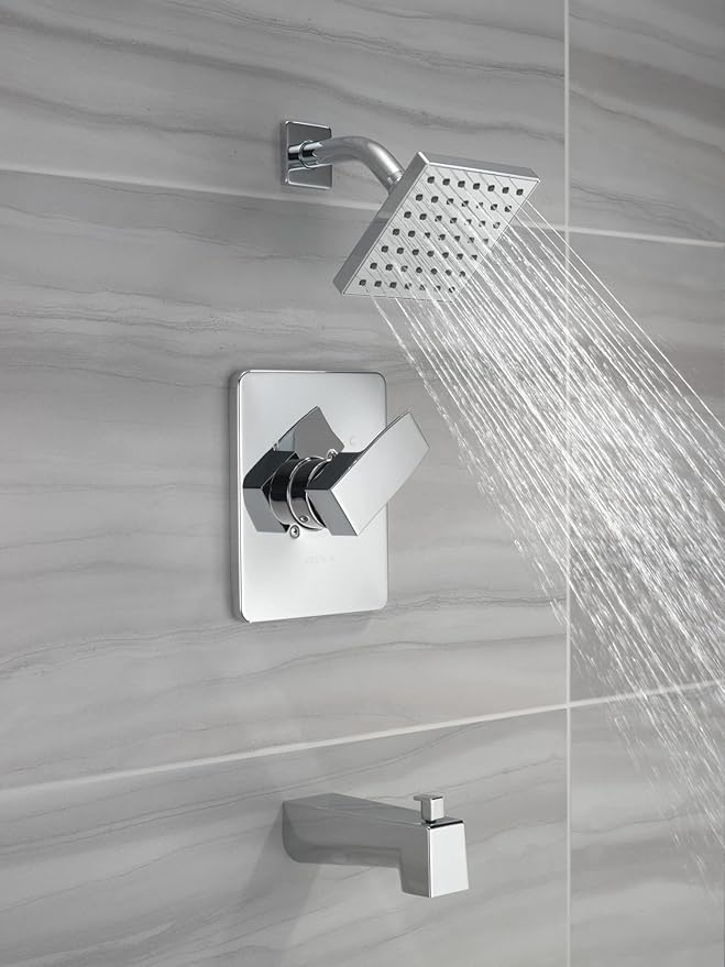 Delta Faucet Modern Single-Handle Chrome Tub and Shower Trim Kit, Shower Faucet with Single-Spray Touch-Clean Shower Head, Chrome T14467-PP (Valve Not Included)